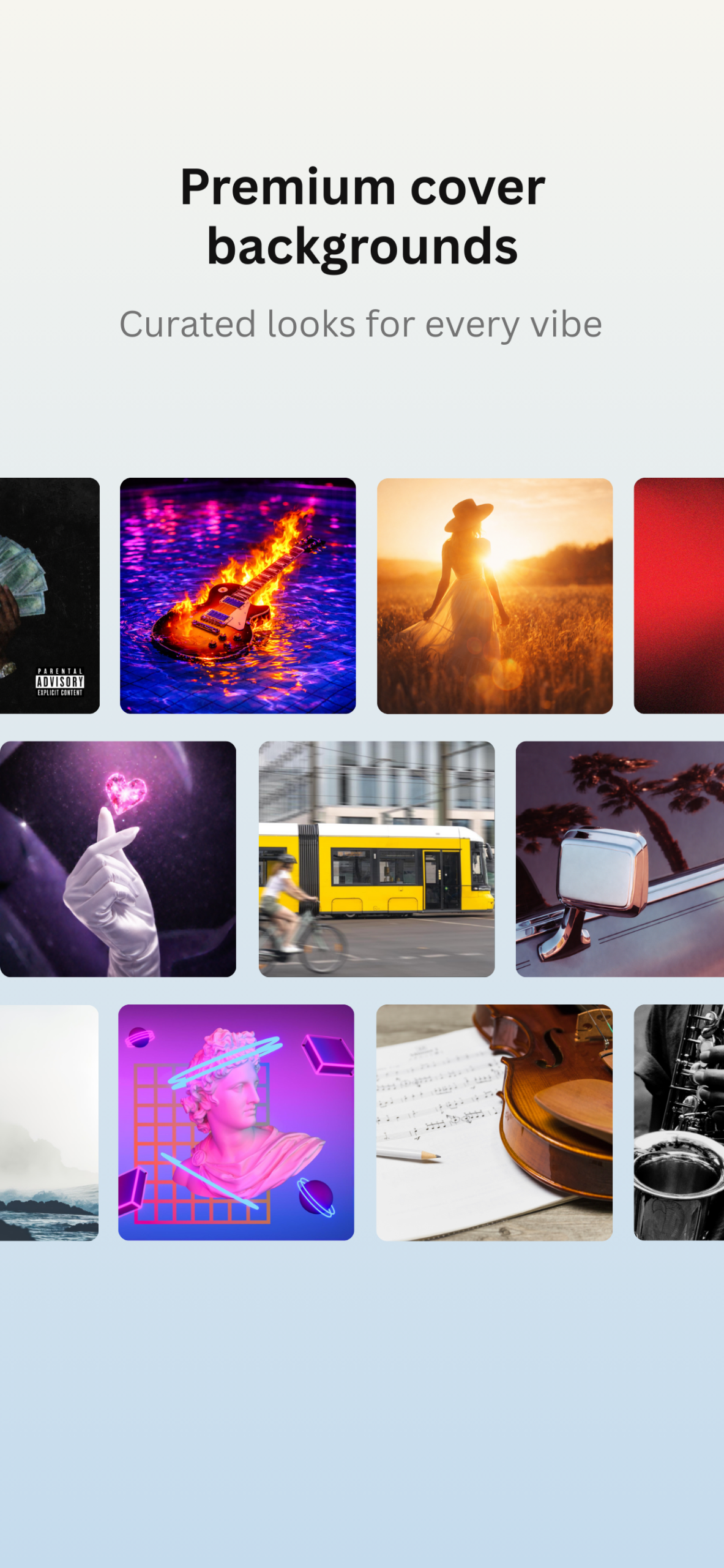 Premium playlist cover backgrounds available in Playlist Jacket